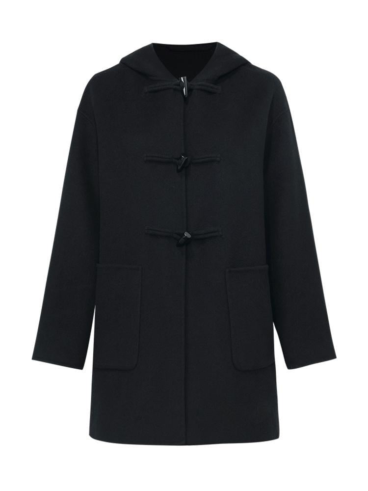 Tencel Woolen Horn Button Double Face Women Coat