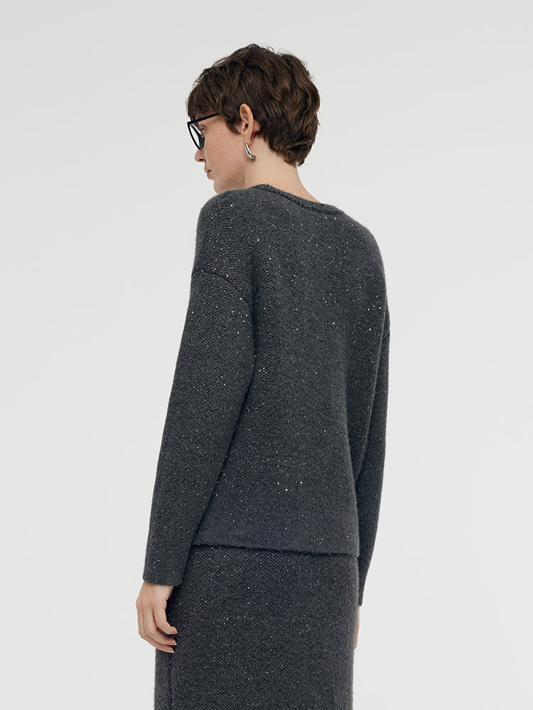 Mohair Wool Blend Sequins Women Sweater