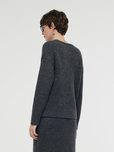 Mohair Wool Blend Sequins Women Sweater