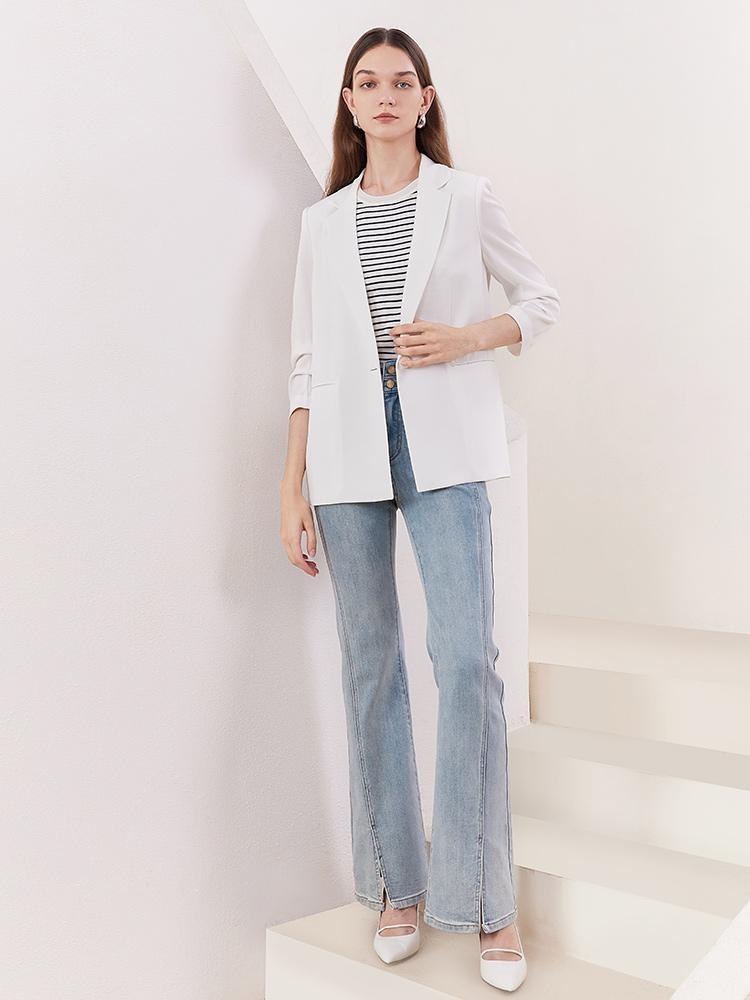 Acetate Minimalist One-Button Blazer