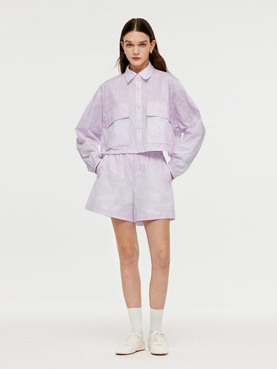 GOELIA X CHRISTINE PHUNG Crop Jacket And Shorts Two-Piece Set