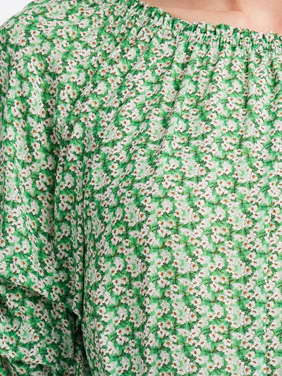 Green Floral Women Blouse And Shorts Two-Piece Set