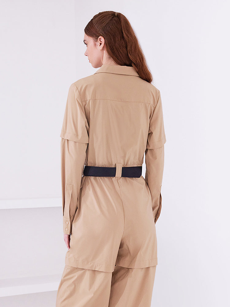 Khaki Detachable Stretchy Women Jumpsuit