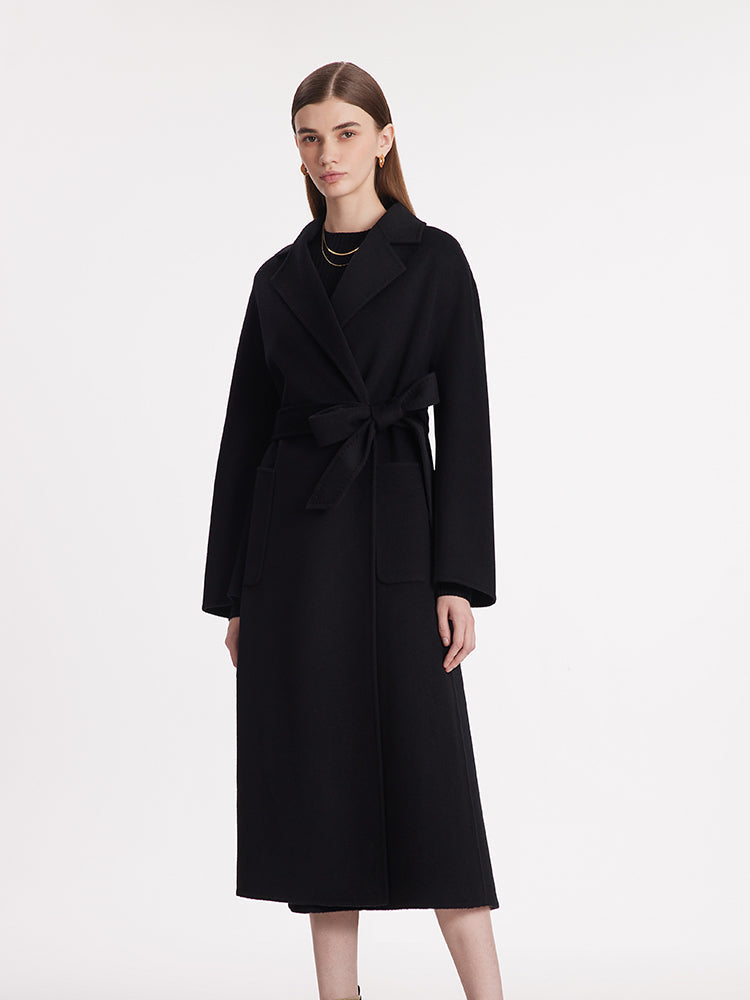 Wool And Cashmere Wrapped Bathrobe-Style Women Coat