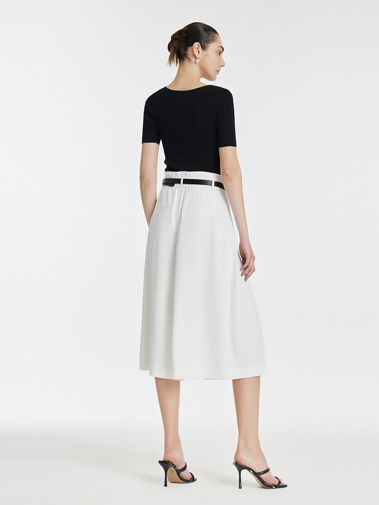 High-Waisted Mid-Calf Women Wide Leg Pants