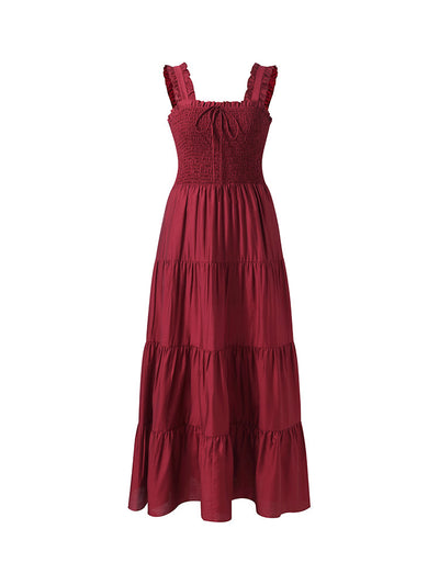 Tencel Ruffle Strap Women Maxi Dress