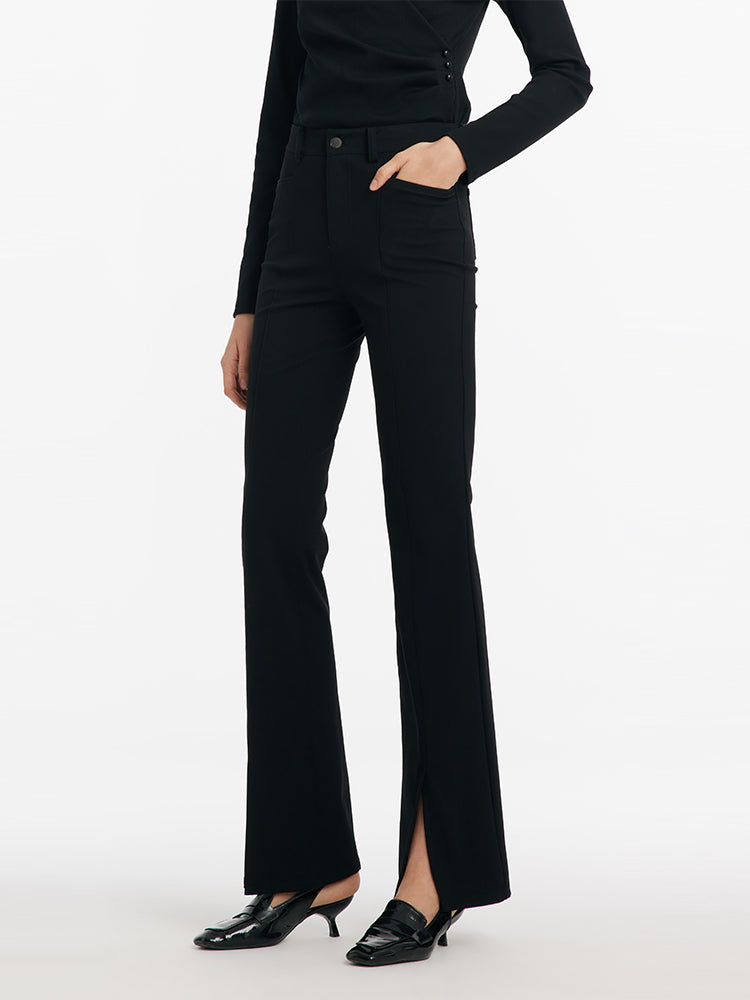 Stretchy High-Waisted Slit Women Pants