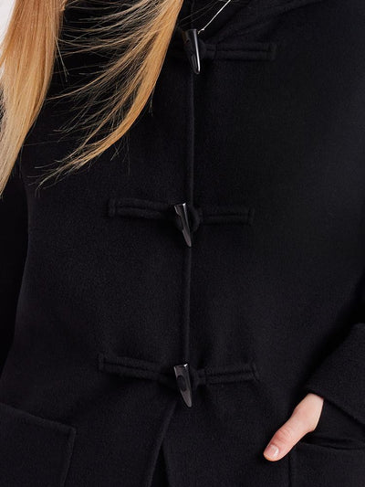 Tencel Woolen Horn Button Double Face Women Coat