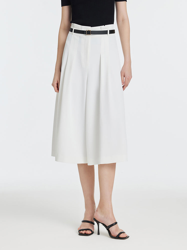 High-Waisted Mid-Calf Women Wide Leg Pants