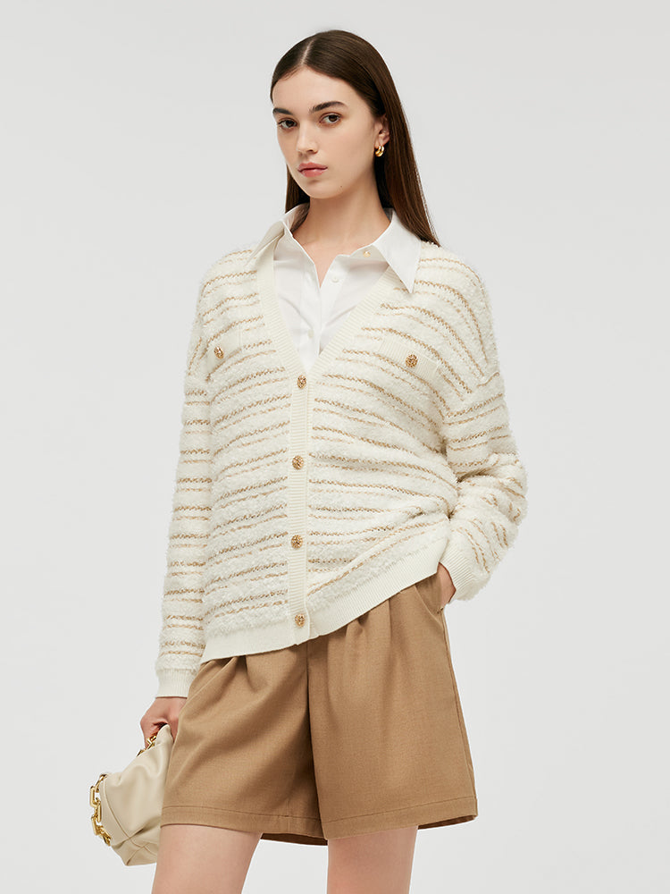 Tencel Wool Single-Breasted Women Cardigan