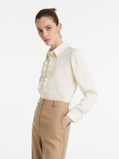 22 Momme Mulberry Silk Ruffle Women Shirt