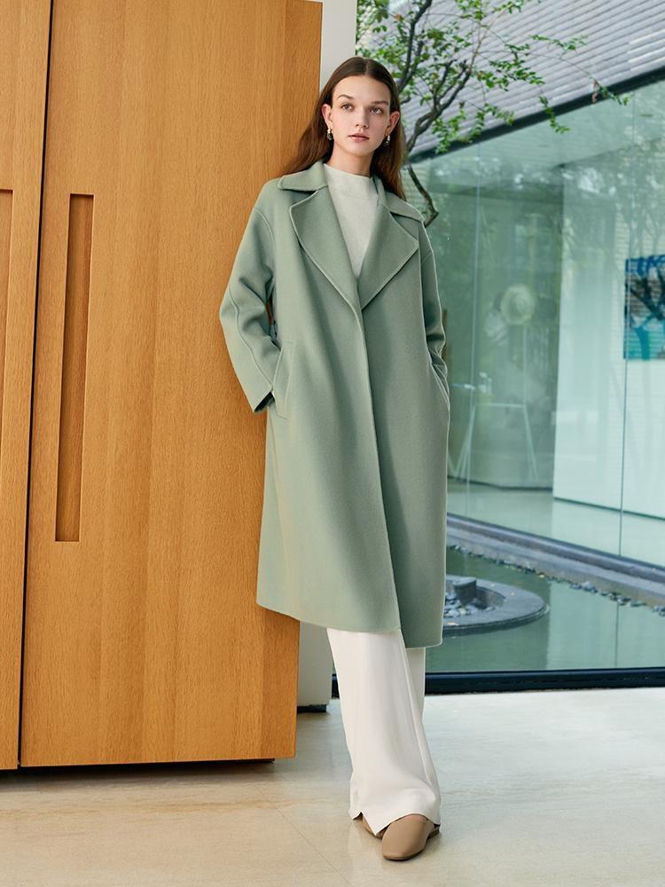 Pure Double-Faced Wool Lapel Women Coat