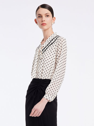 Polka Dots Tie Neck Shirt