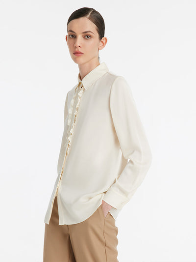 22 Momme Mulberry Silk Ruffle Women Shirt