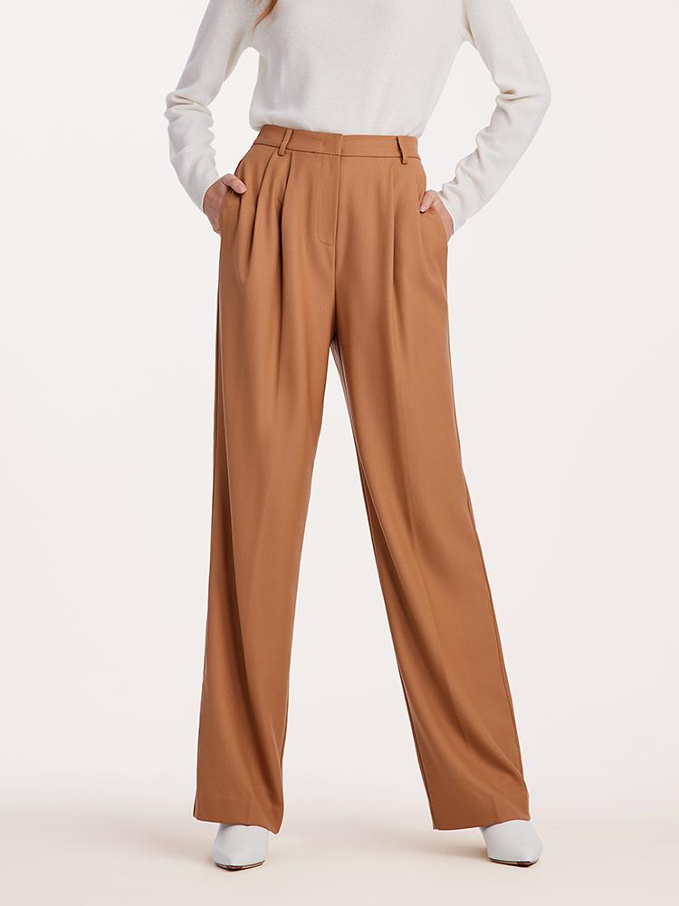 Worsted Wool Straight Women Suit Pants