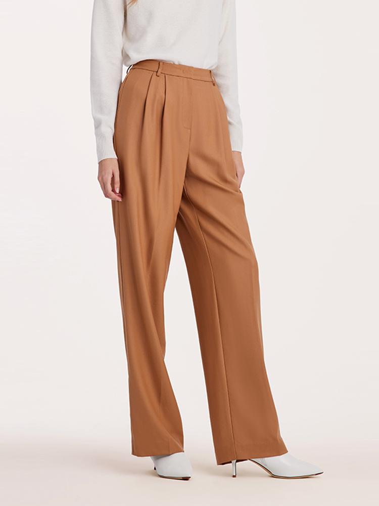 Worsted Wool Straight Women Suit Pants