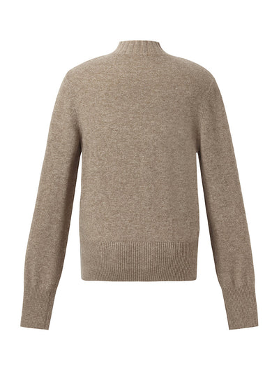 Machine Washable Wool Mock Neck Women Sweater