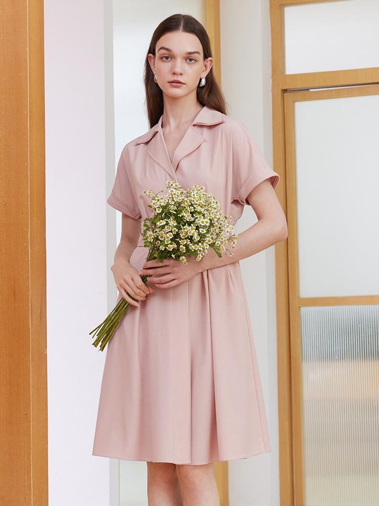 Lapel Collar Shirt Mini Collared Dress