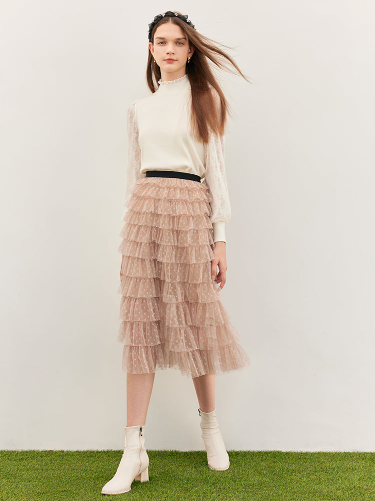 Mesh Layered Half Skirt