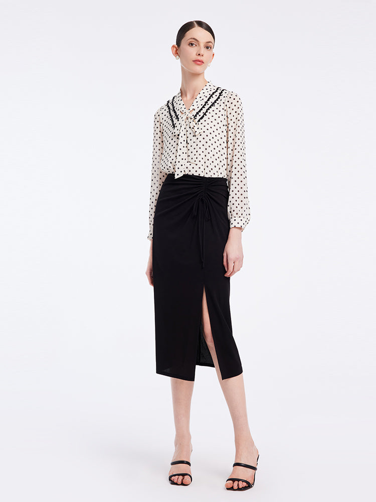 Polka Dots Tie Neck Shirt