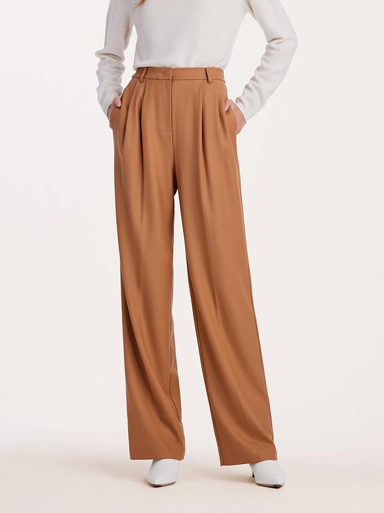 Worsted Wool Straight Women Suit Pants