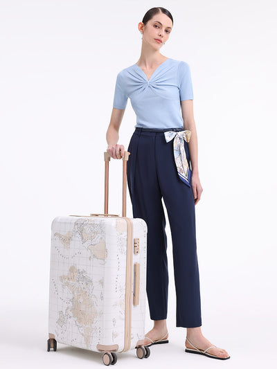 Triacetate Tapered Pants With Belt And Silk Scarf