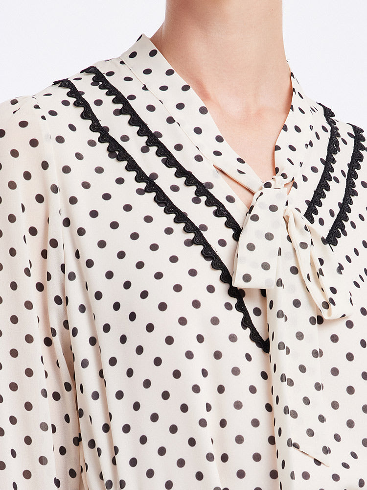 Polka Dots Tie Neck Shirt