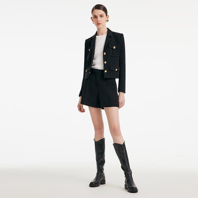 Acetate Blazer And High-waisted Shorts Two-Piece Suit