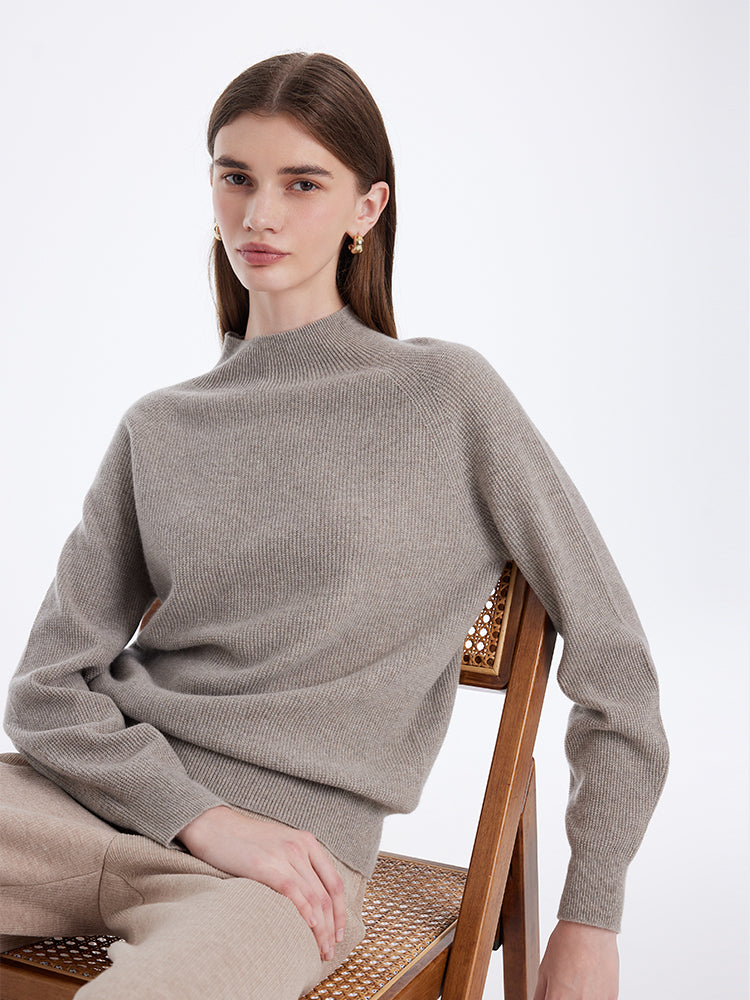 Cashmere Seamless Mock Neck Women Sweater