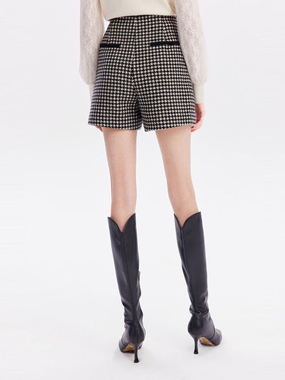 Classic Woolen Houndstooth Shorts