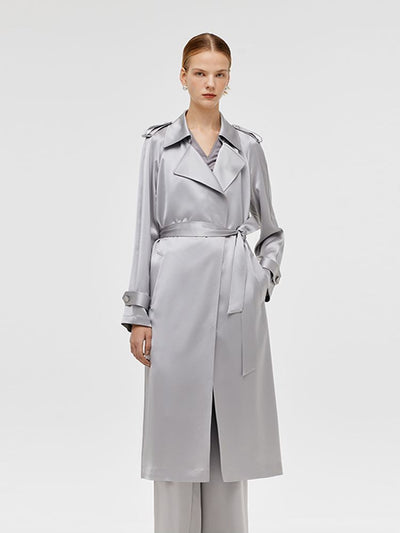 Acetate Women Trench Coat With Belt