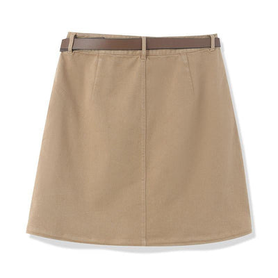 Camel A-Line Mini Skirt With Belt