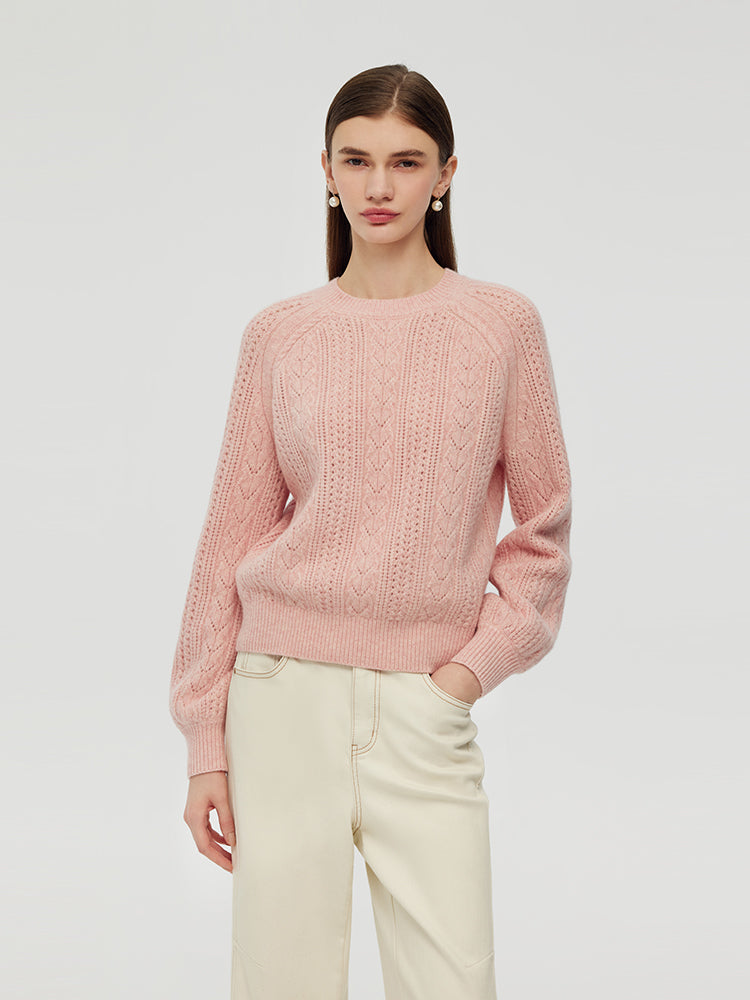 Wool Blend Cable Knit Women Sweater