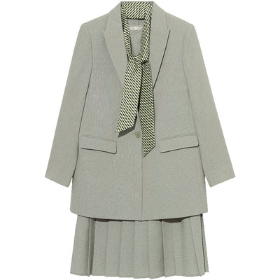 Green Slim Lapel Blazer And Vest Dress Two-Piece Suit