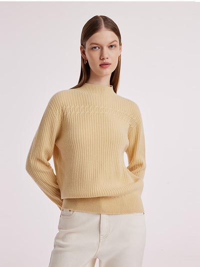 Wool Sequins Mock Neck Women Sweater