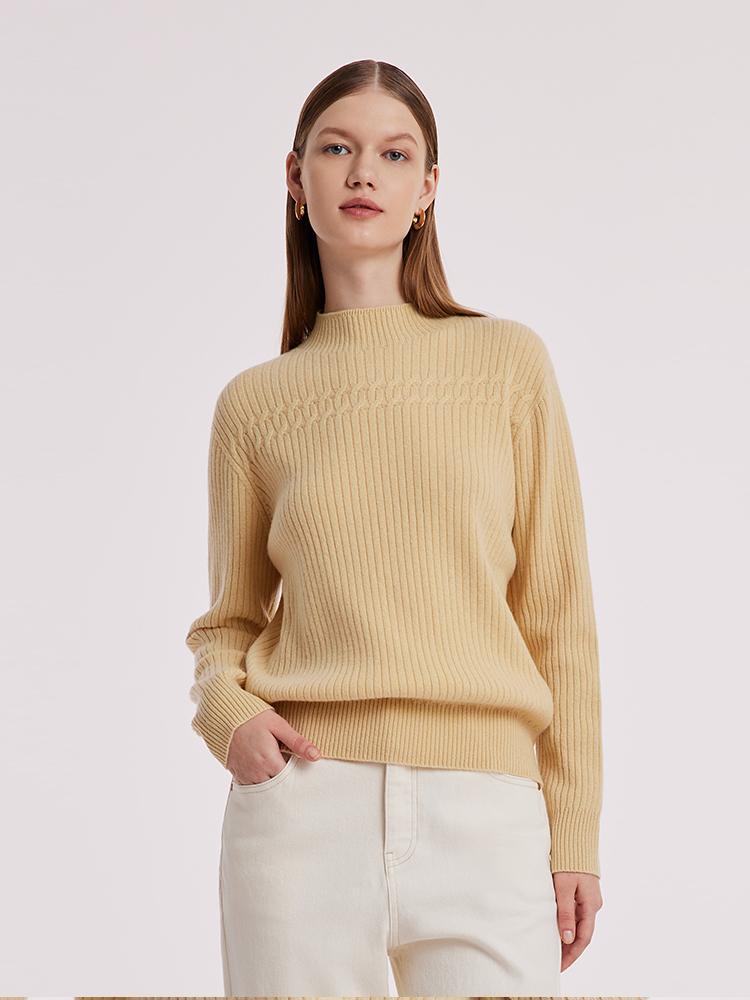 Wool Sequins Mock Neck Women Sweater