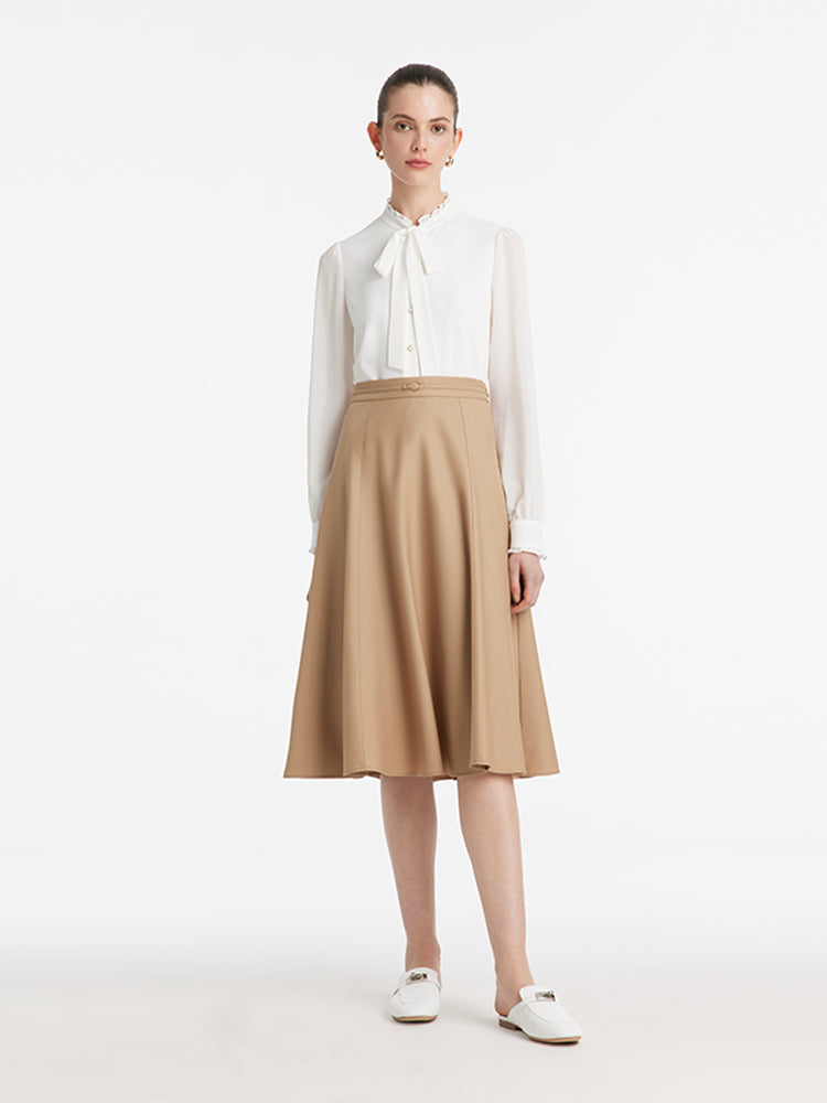 Worsted Wool A-Line Half Skirt