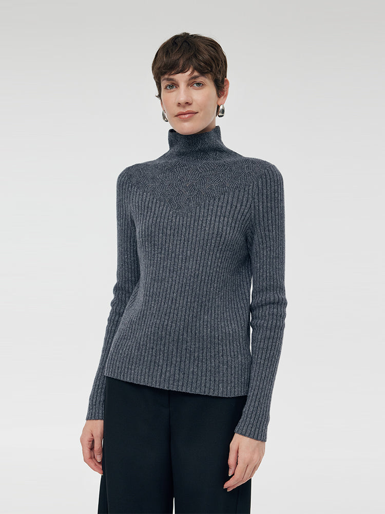 Machine Washable Wool Turtleneck Women Sweater