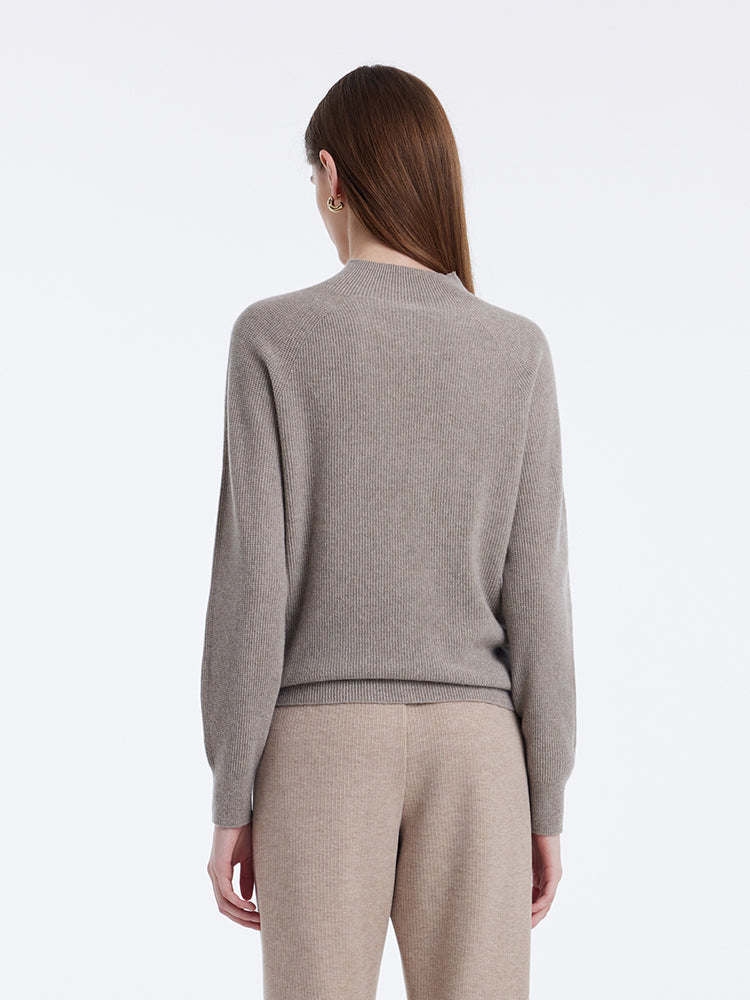 Cashmere Seamless Mock Neck Women Sweater