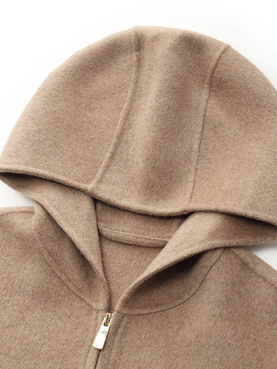 100% Cashmere Hooded Unisex Overcoat