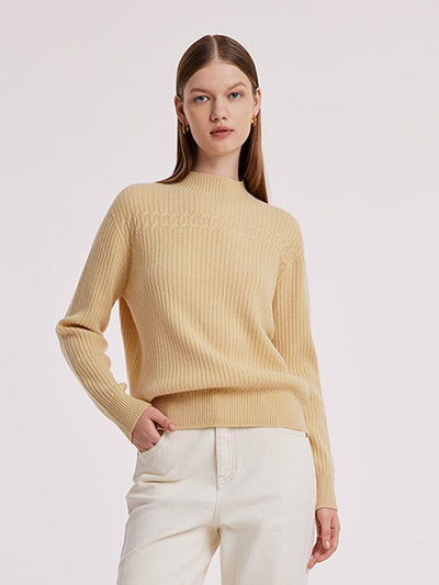 Wool Sequins Mock Neck Women Sweater