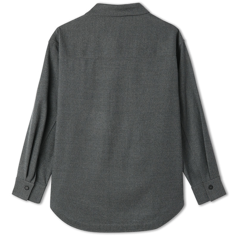 Grey Wool Shirt-Style Women Jacket