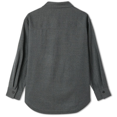 Grey Wool Shirt-Style Women Jacket