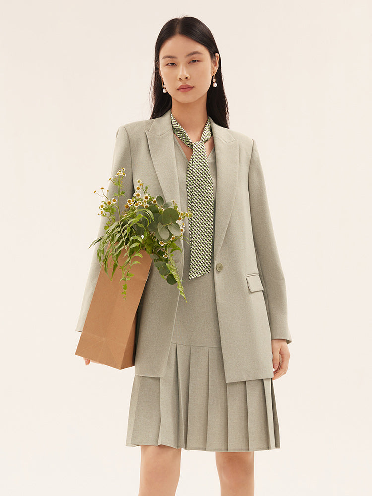 Green Slim Lapel Blazer And Vest Dress Two-Piece Suit