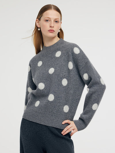 Wool Blend Polka Dots Women Sweater