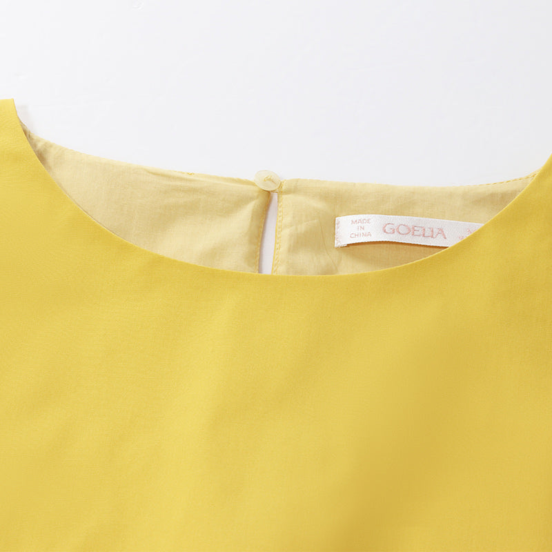 Yellow Crop Round Neck Blouse