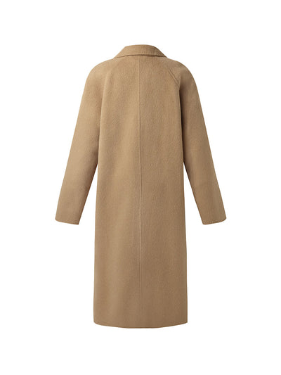 100% Camel Hair Peak Lapel Unisex Overcoat