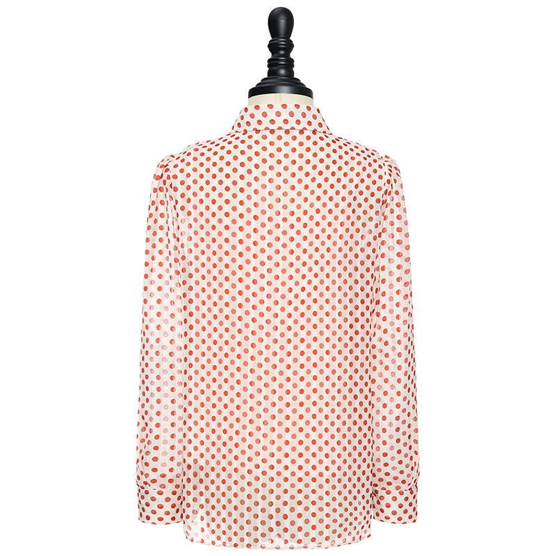 Ruffle Collar Polka Dots Women Blouse