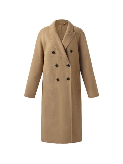 100% Camel Hair Peak Lapel Unisex Overcoat