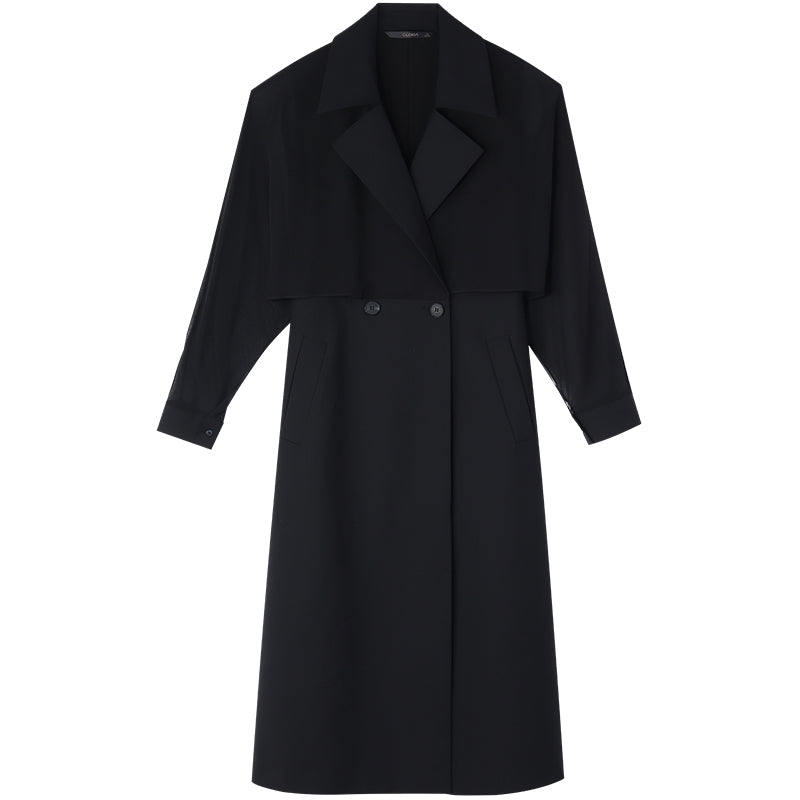 Silk Patchwork Worsted Wool Women Trench Coat